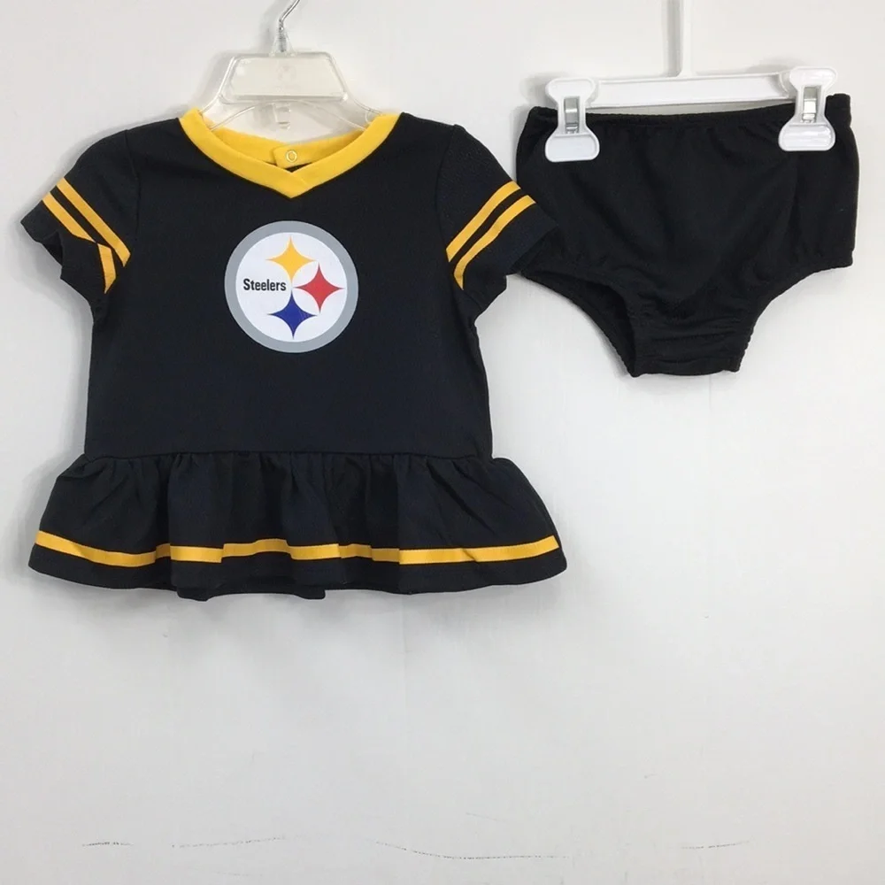 Girls Steelers Fan Shirt and Onesie Set Size 6-12 (shirt) & 18 m (onesie)